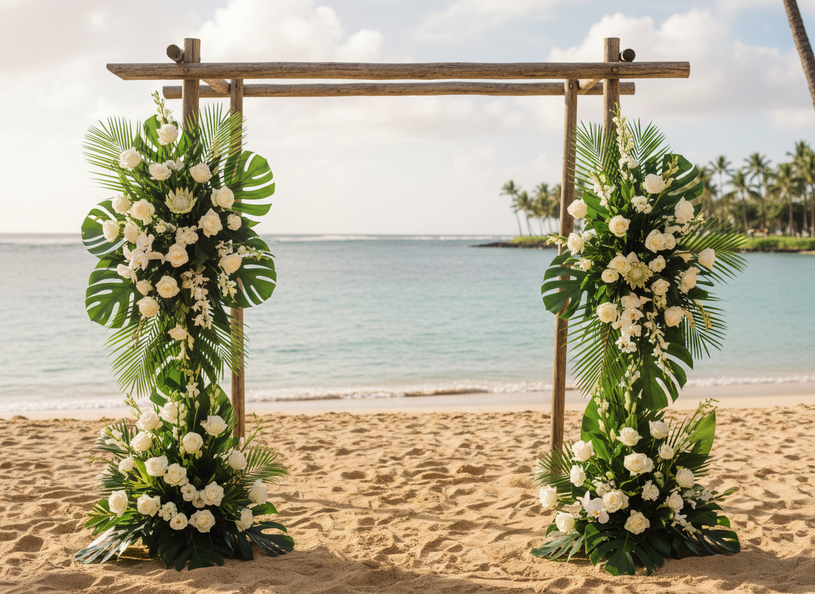 Tall white rose ceremony arrangements