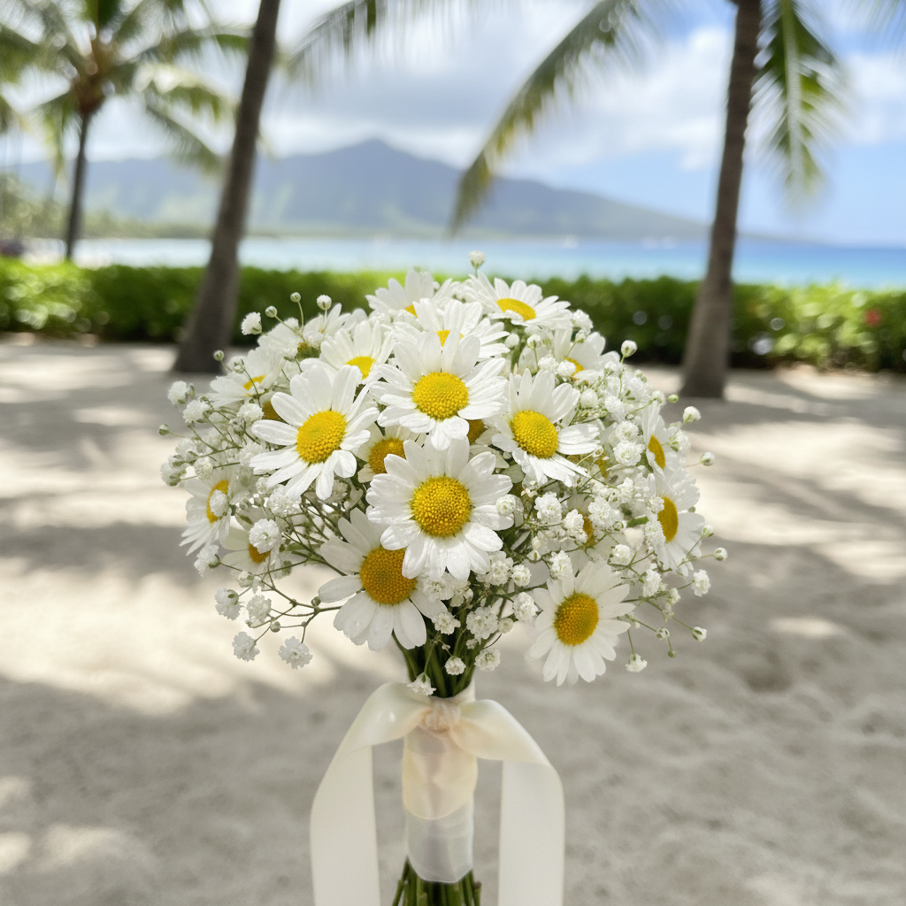 Small white flower girl posy